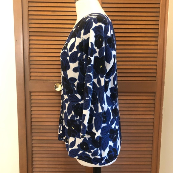 Alfani floral cardigan sweater 1X plus size Black white blue - Picture 4 of 9